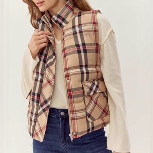 JODIFL Beige Plaid Women's Vest